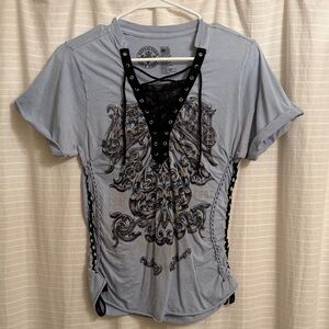 Affliction Light Blue Graphic Short Sleeve Tee